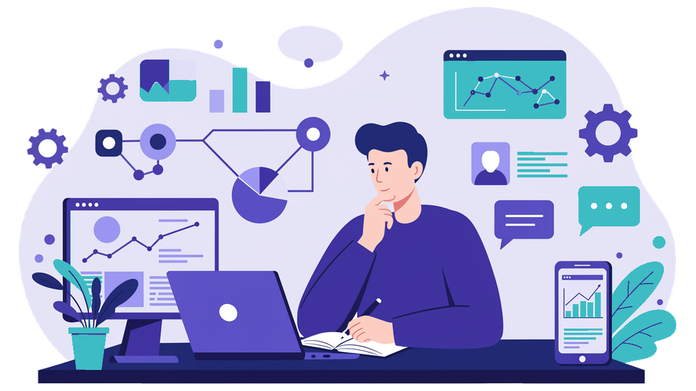 Illustrazione di terminale Claude Code con workflow connessi che rappresenta il setup operativo di un'agenzia digitale