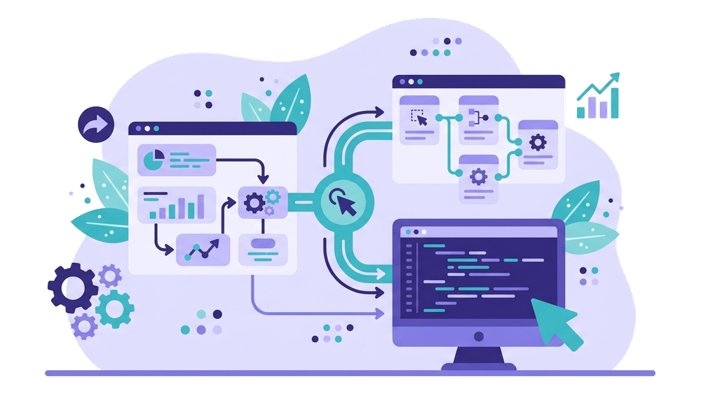 Confronto visivo tra workflow a nodi di n8n e codice sorgente per scegliere l'approccio giusto all'automazione